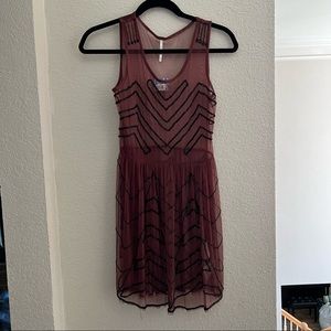 Free People Plum Sheer Beaded Dress/Tunic